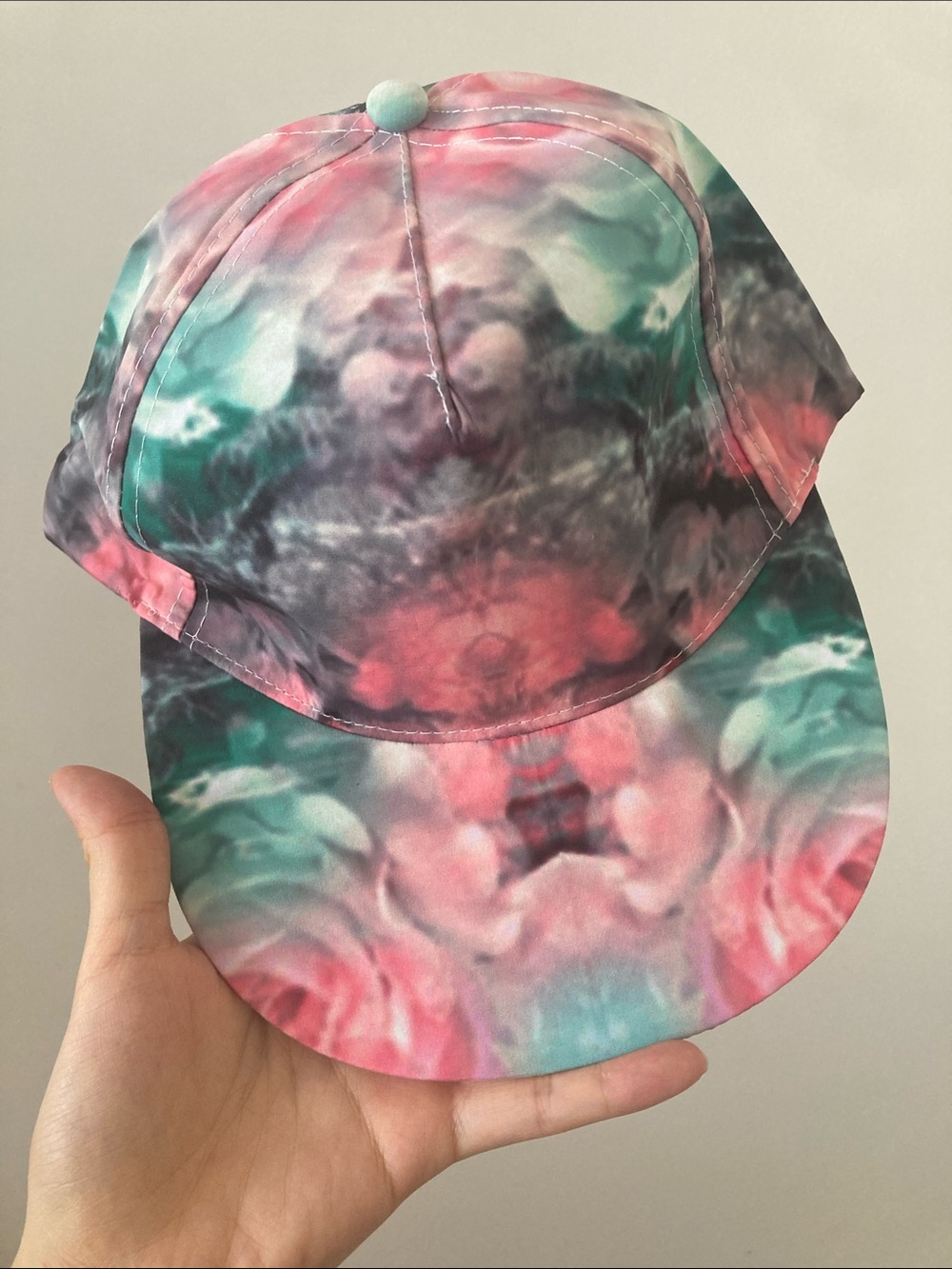 Bershka Tie-Dye Pink Green Baseball Cap